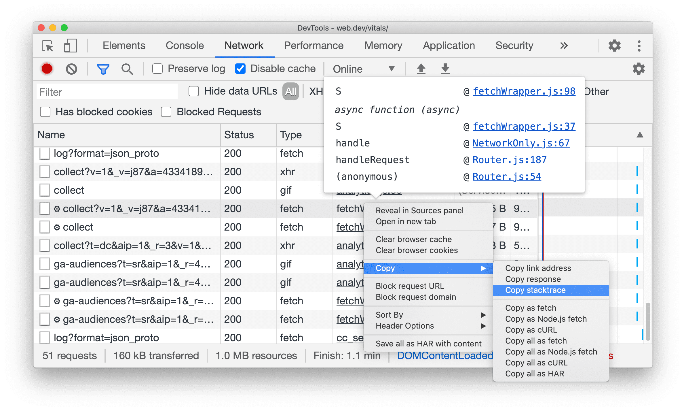 Salin stacktrace