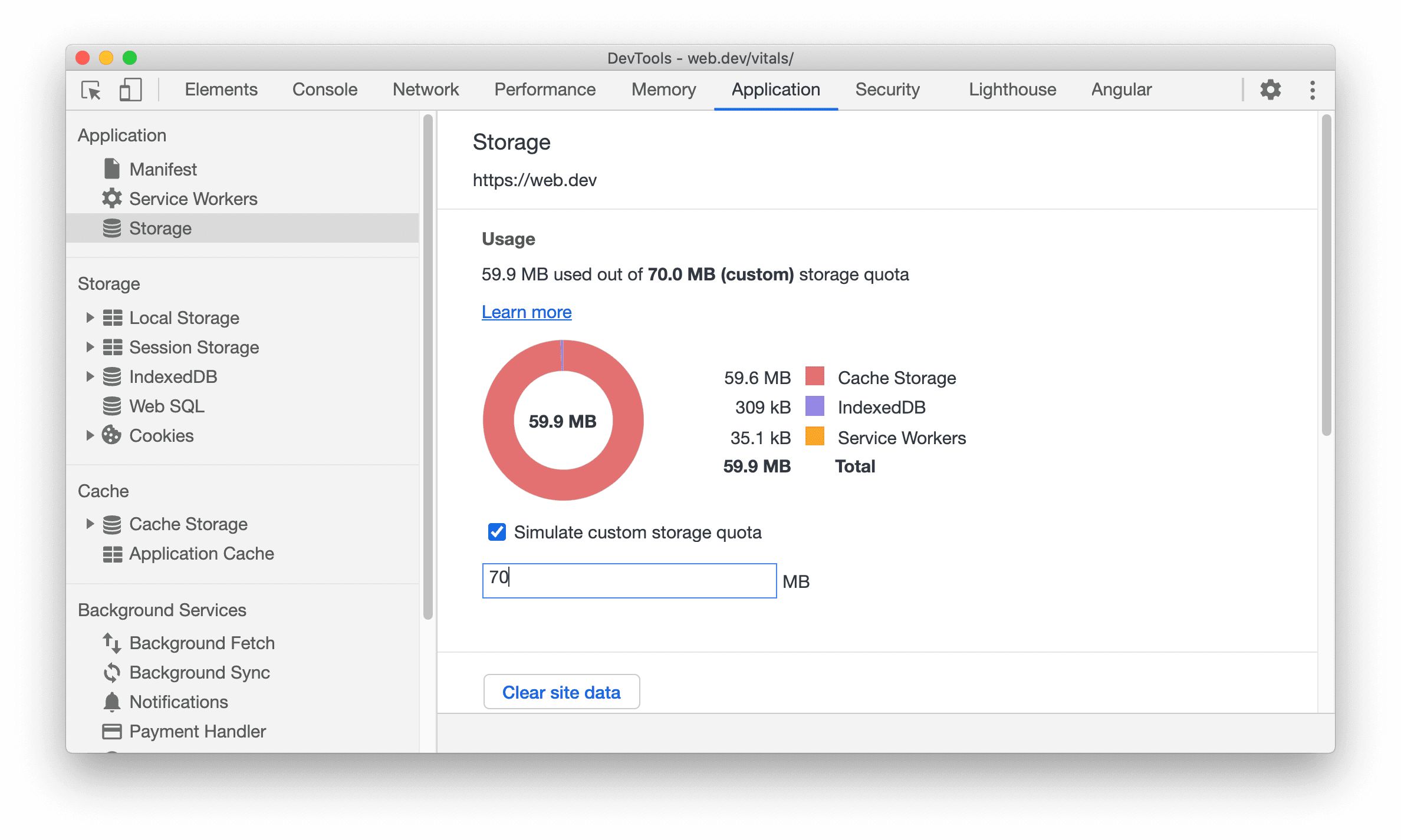 ストレージ容量の上限サイズをシミュレートする