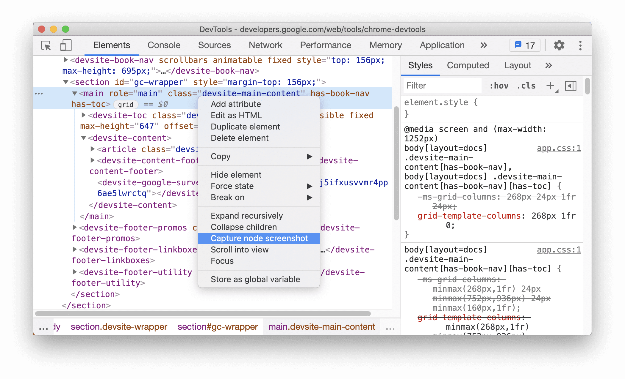 Knoten-Screenshot außerhalb des Viewports aufnehmen