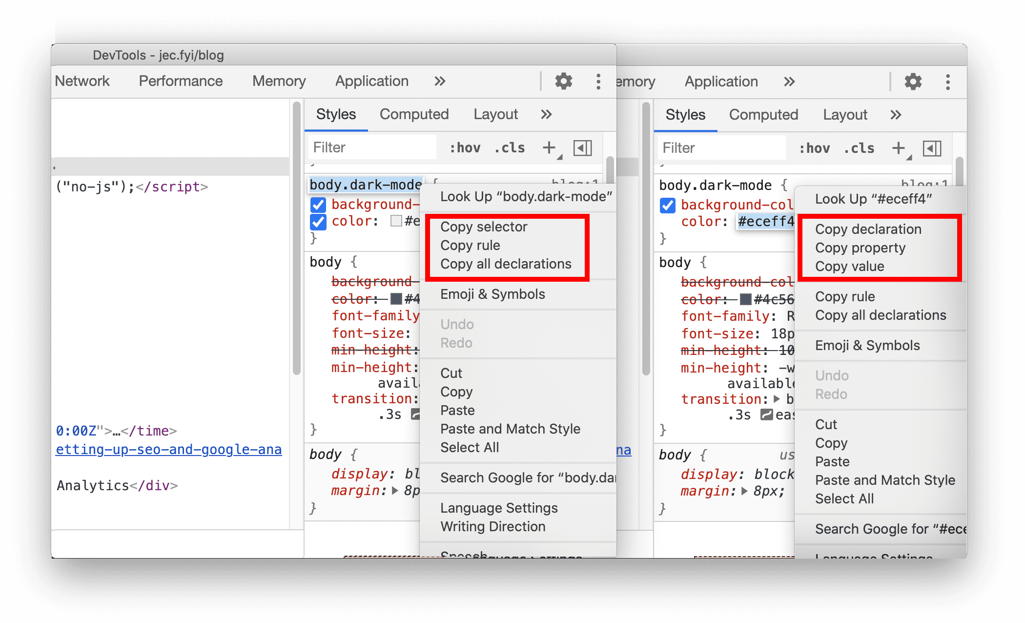 Neue Tastenkombinationen zum Kopieren von CSS-Eigenschaften