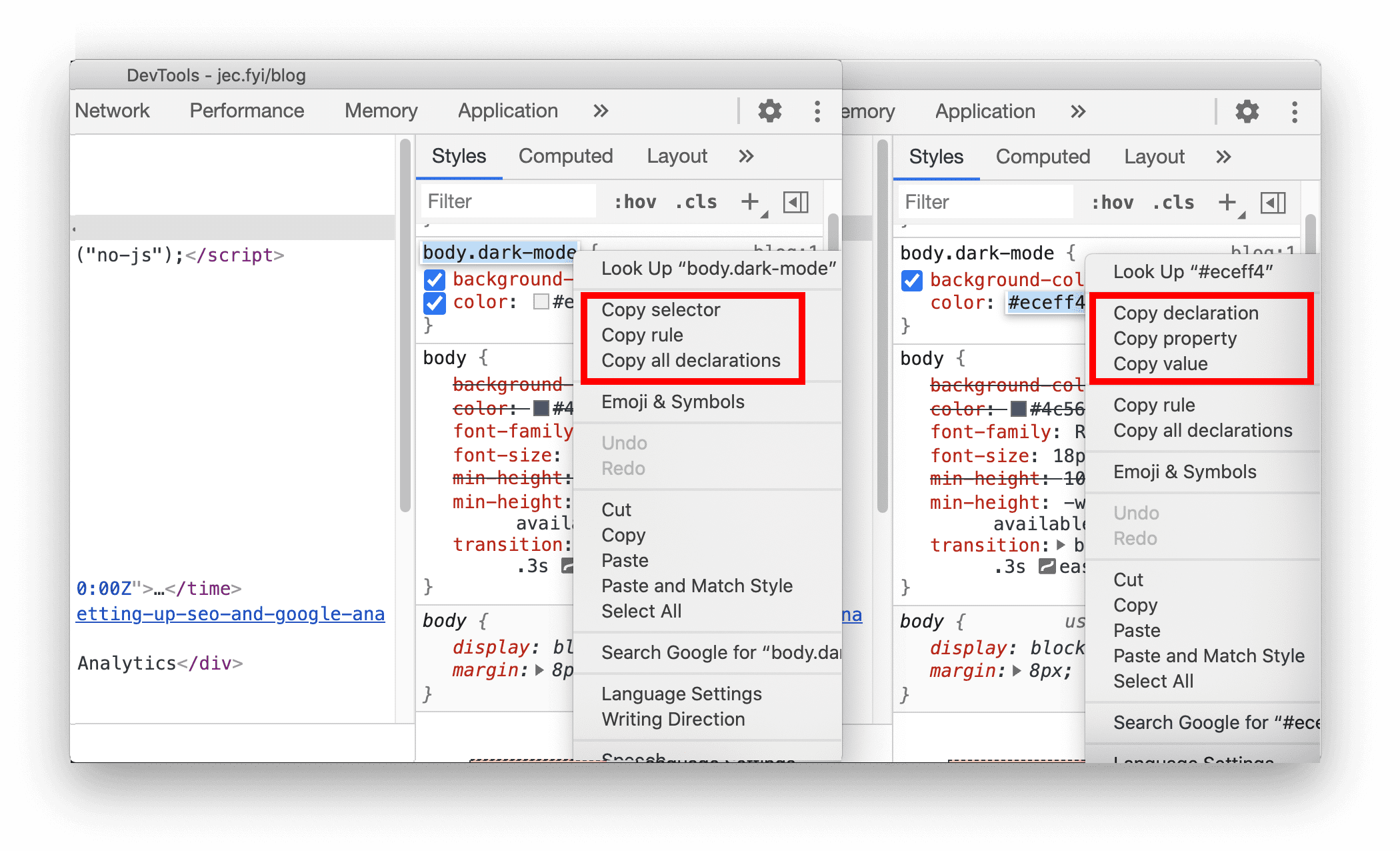 Nuevos atajos para copiar propiedades de CSS