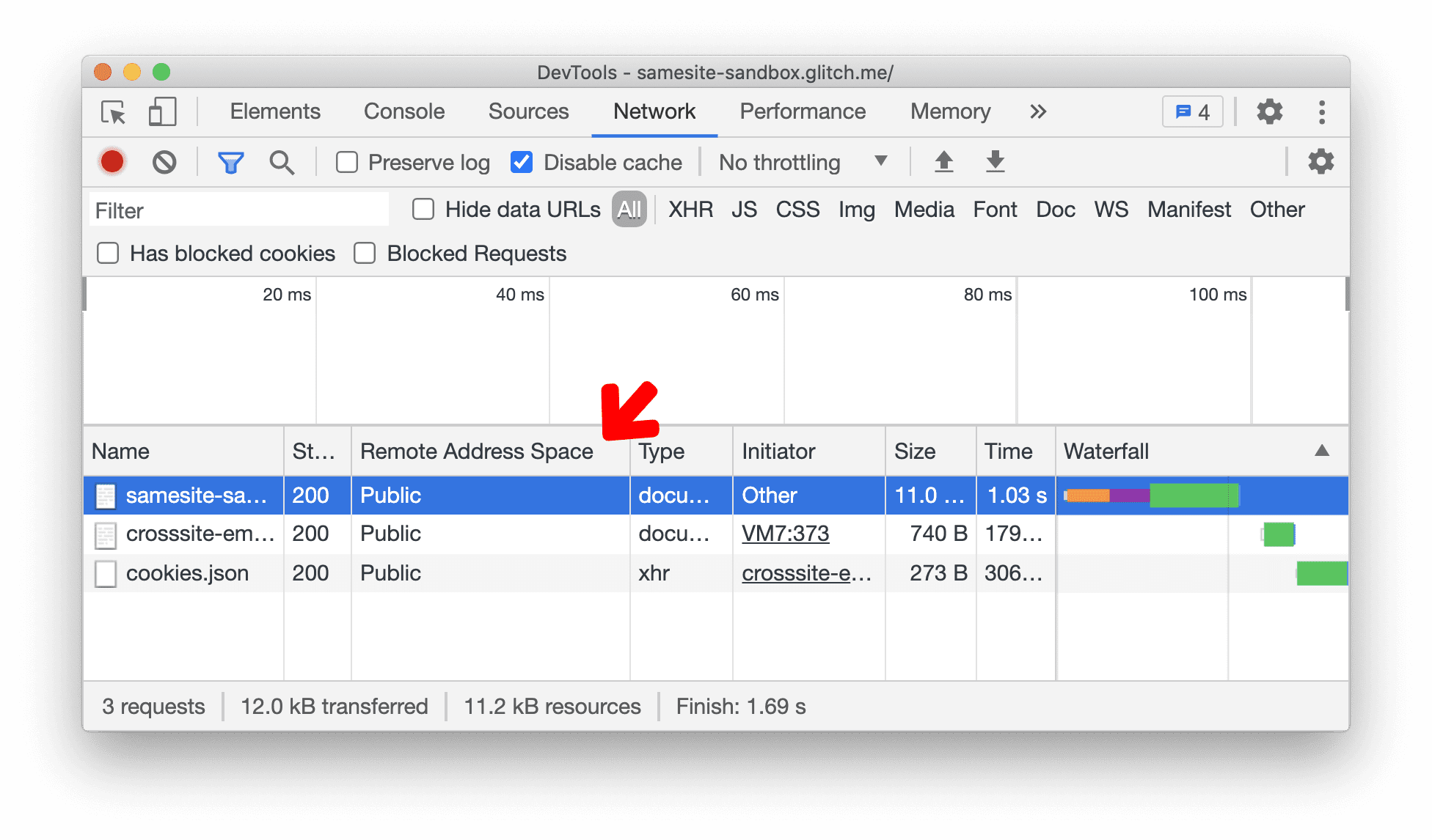 New 'Remote Address Space' column