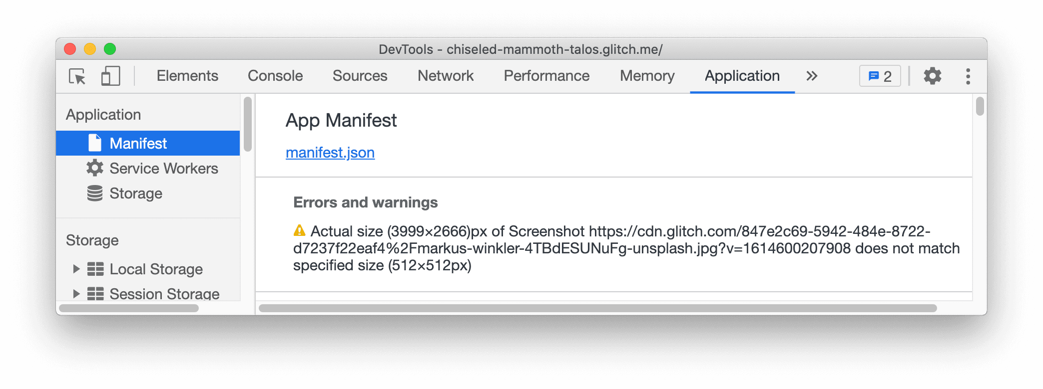 هشدار اسکرین‌شات PWA