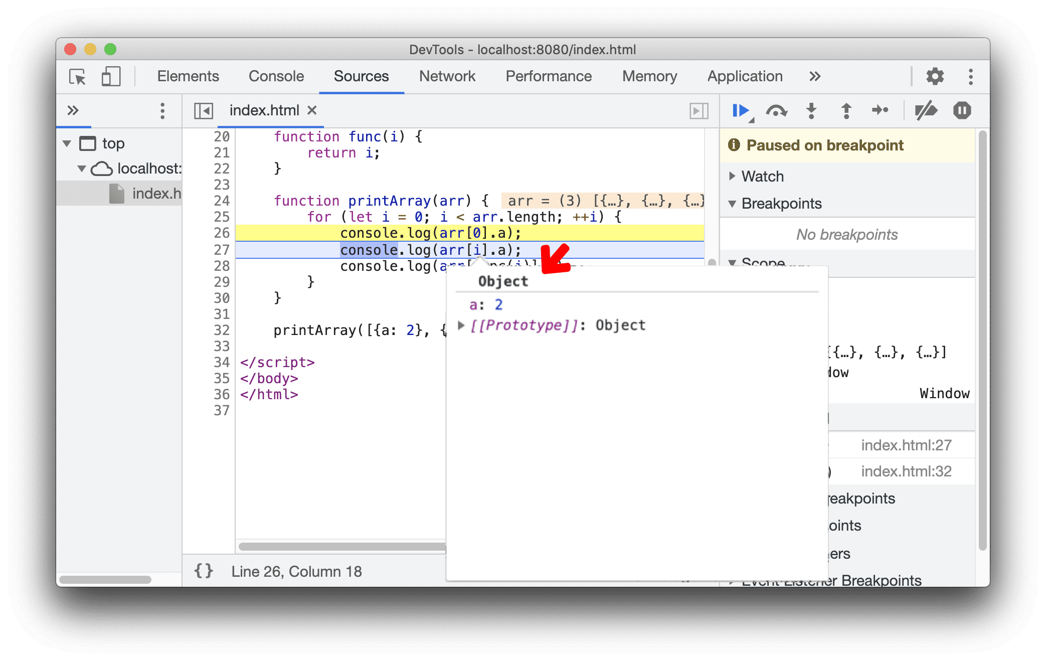 Support hover preview with '[]' notation