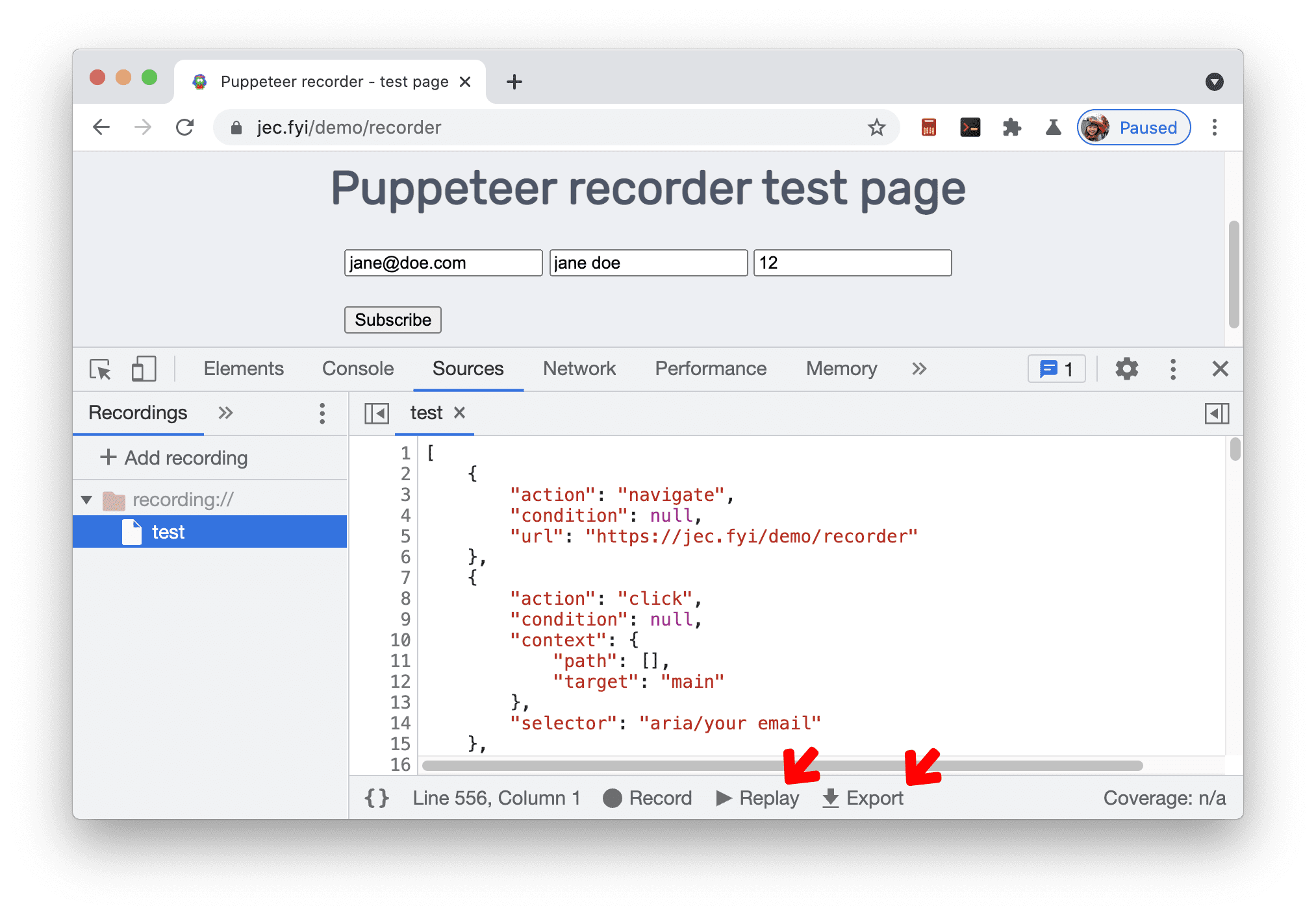 Gravador do Puppeteer
