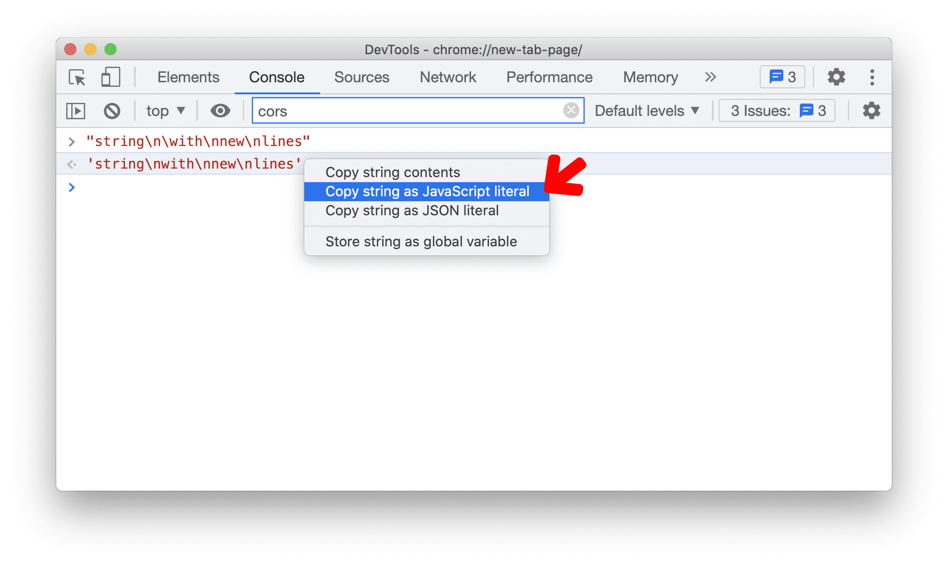 New context menu in the Console