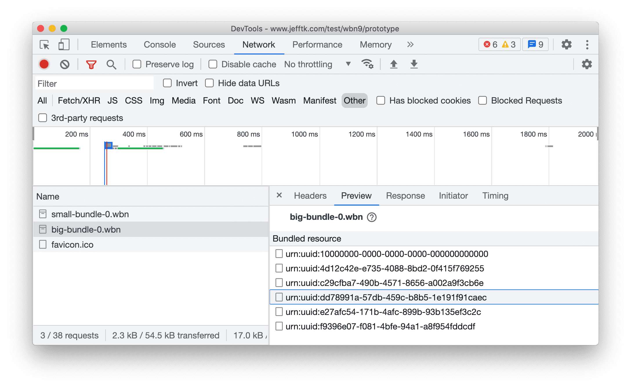 anteprima del bundle web