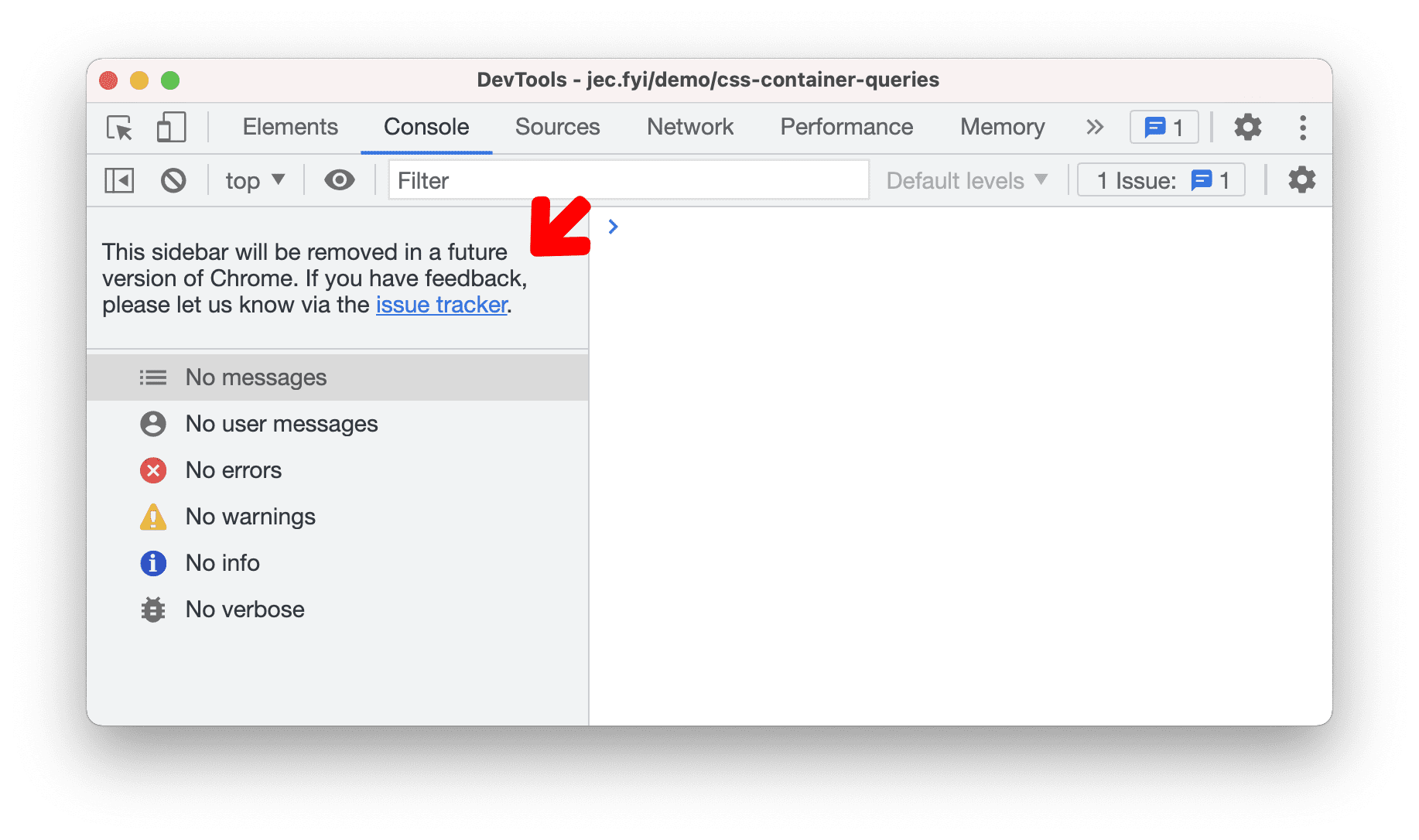 Bericht over het afschaffen van de zijbalk in de console