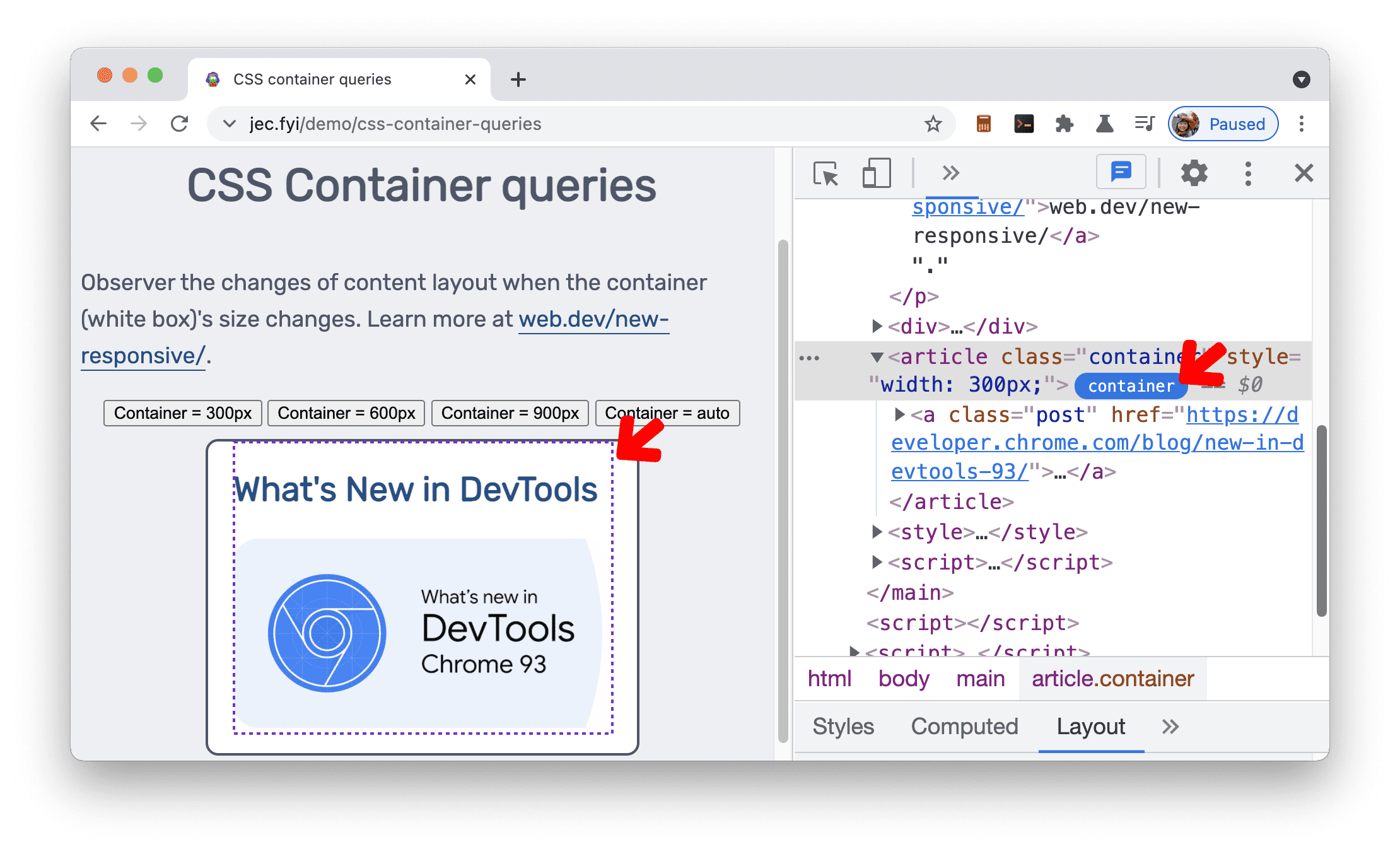 Symbol für CSS-Containerabfragen