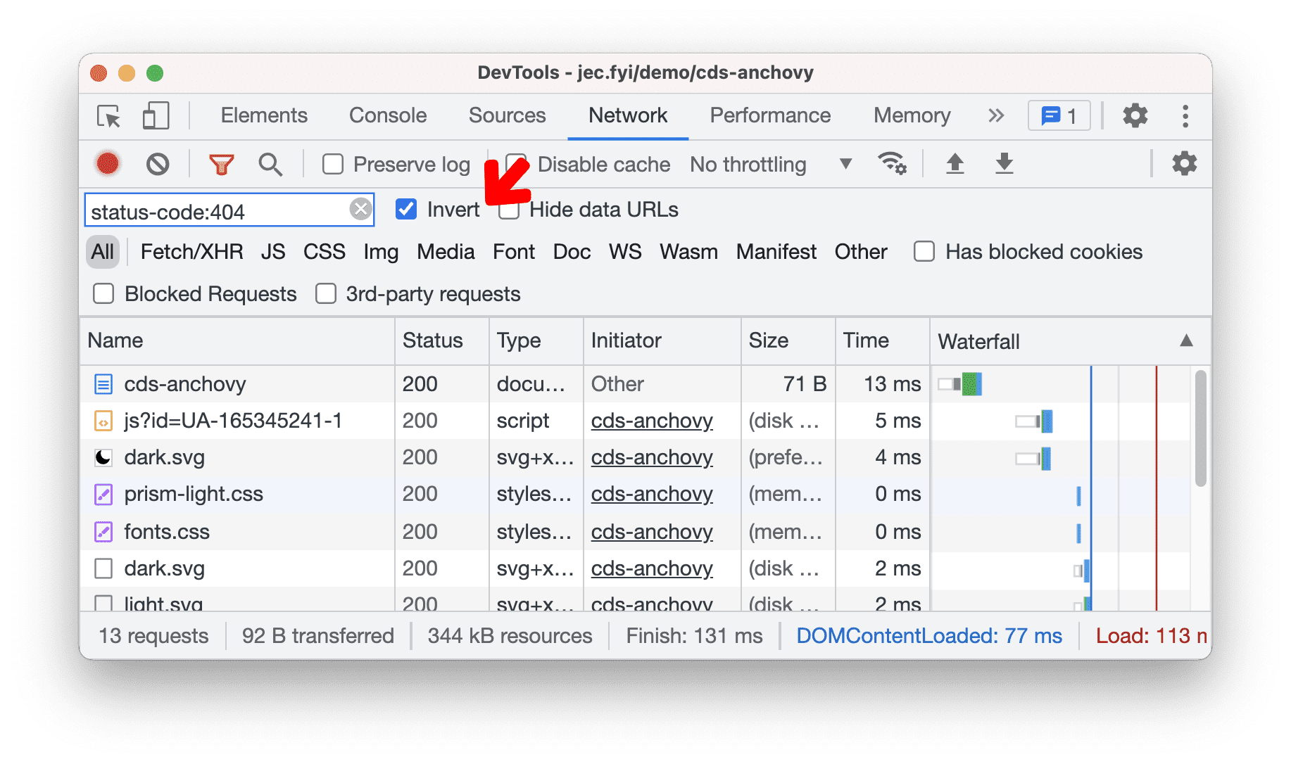 Membalikkan filter jaringan