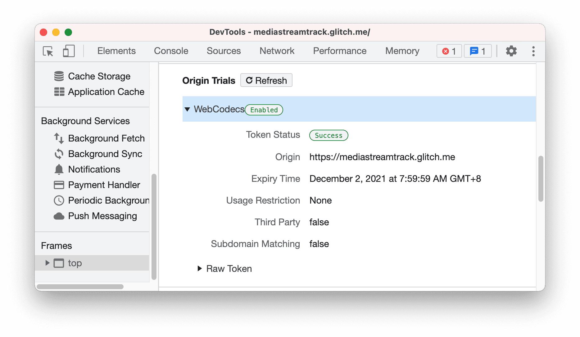 Origin-proefversies in de weergave Framedetails