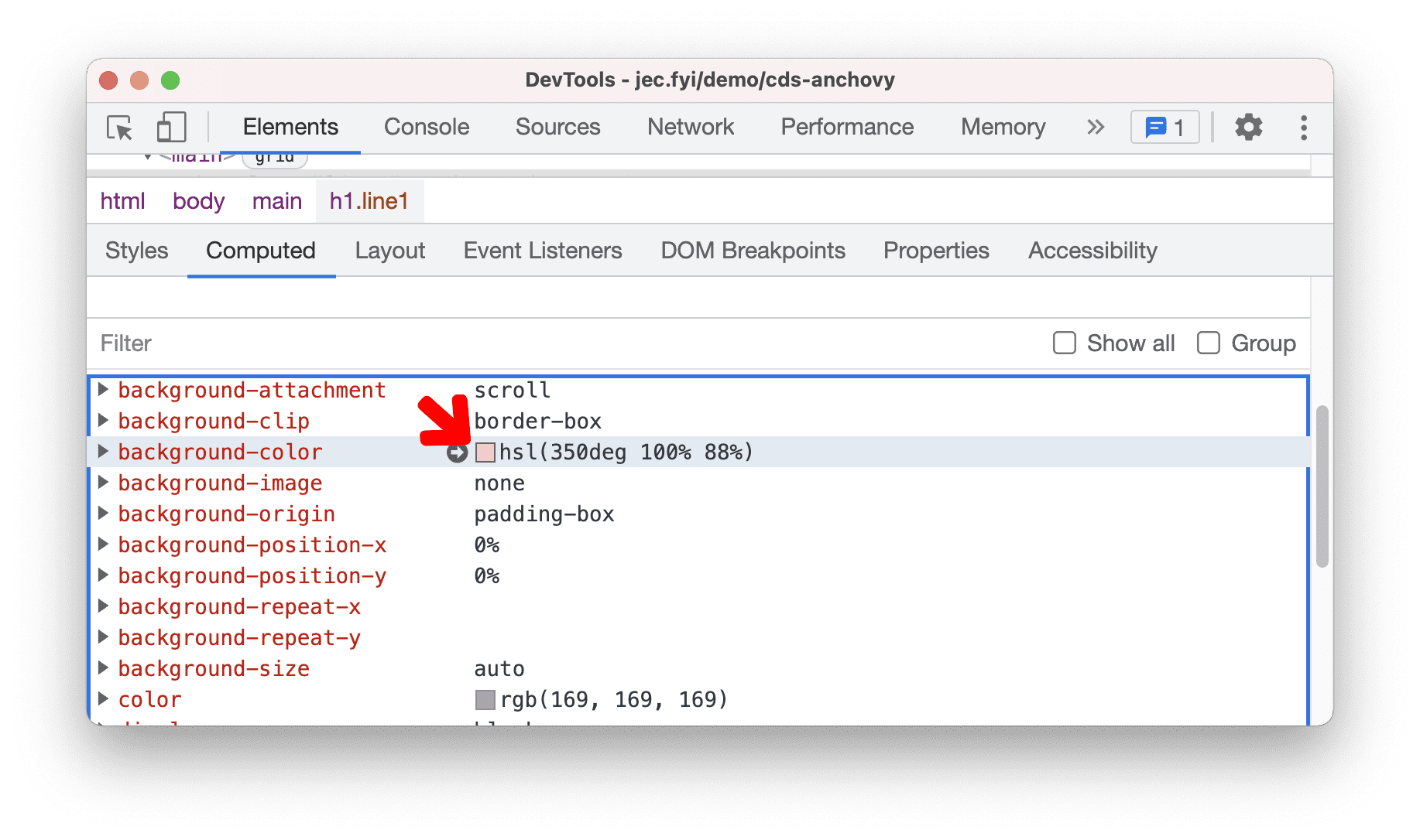 Bei gedrückter Umschalttaste auf die Farbvorschau klicken, um das Farbformat zu ändern