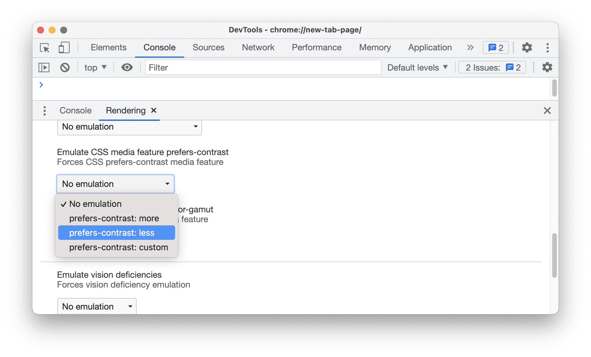 Emulate the CSS prefers-contrast media feature