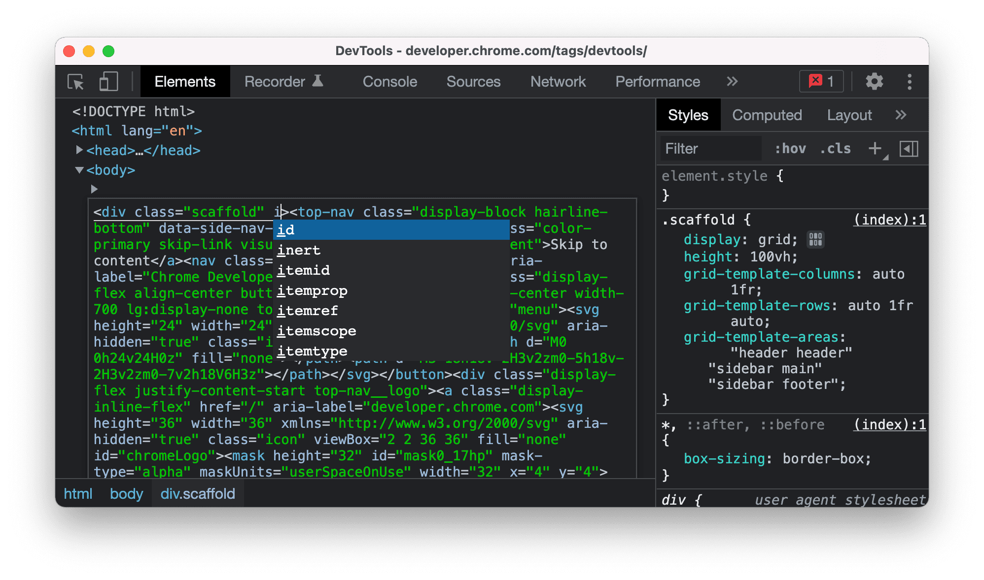 Tính năng tự động hoàn thành với lựa chọn Chỉnh sửa ở dạng HTML
