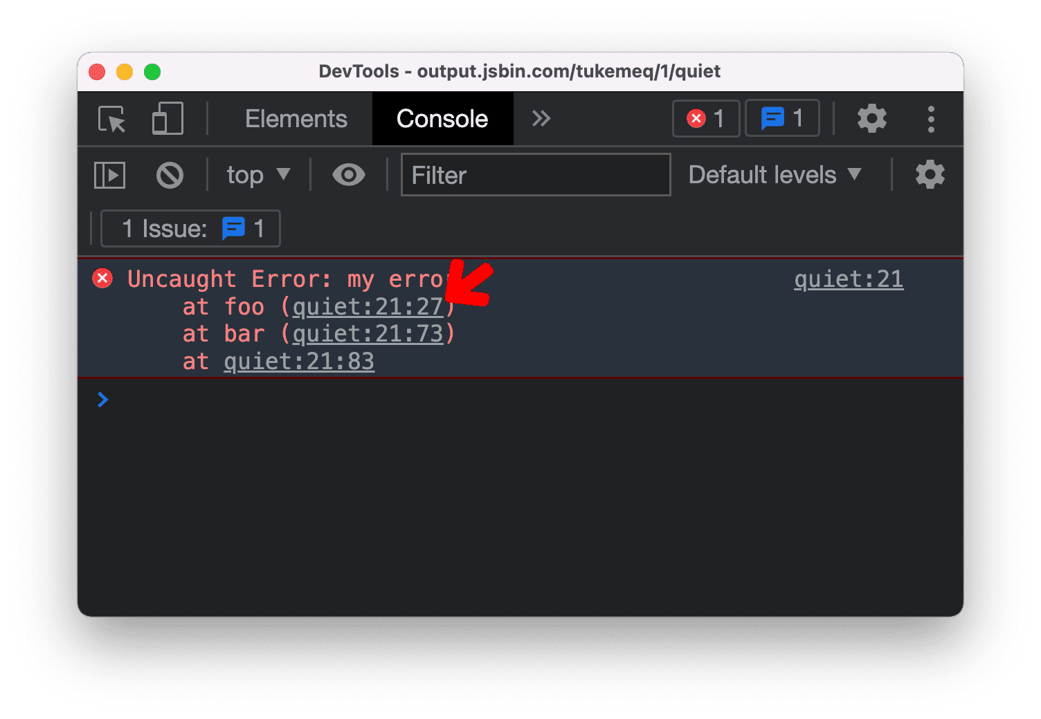 Column number in the output error