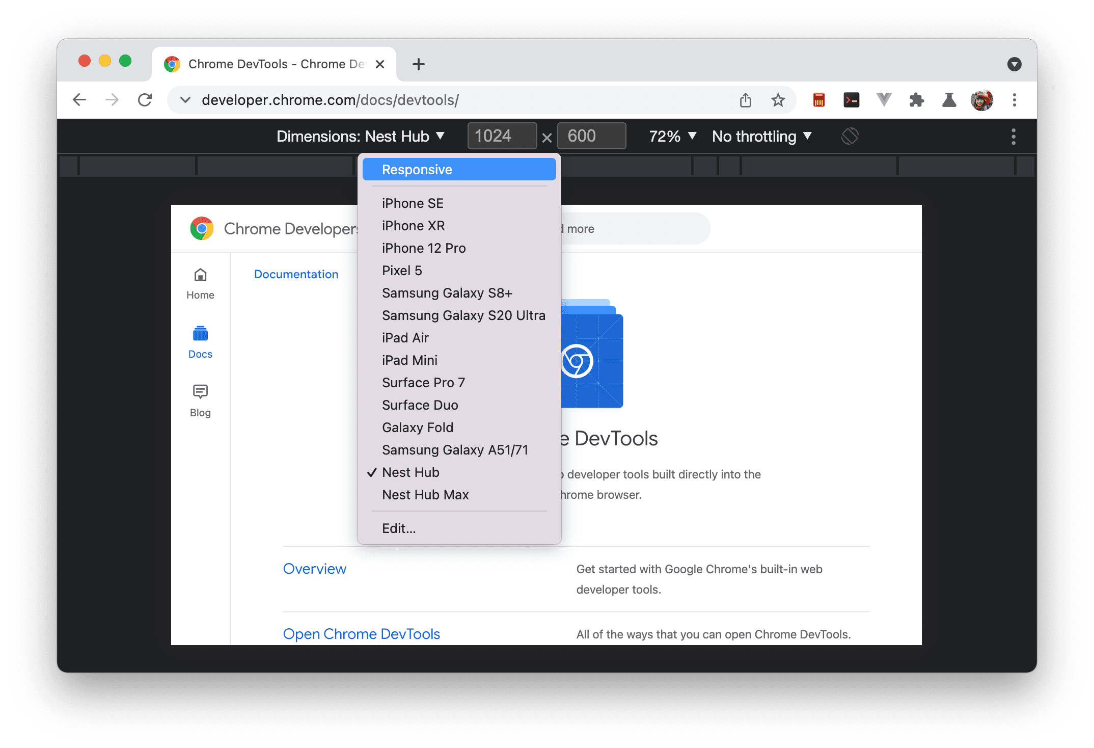 Atualizar a lista de dispositivos no modo de dispositivo