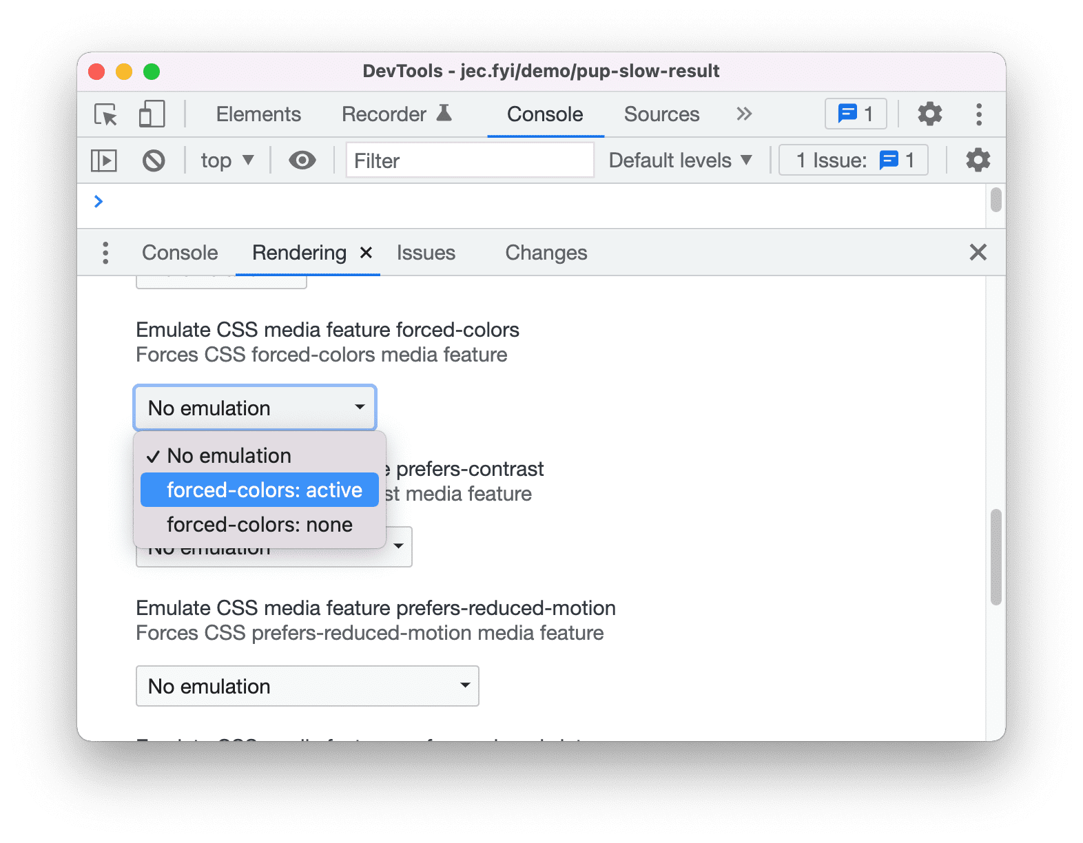 ฟีเจอร์สื่อสีแบบบังคับของ CSS