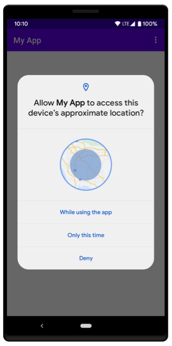 Mensaje de permiso para una app para Android