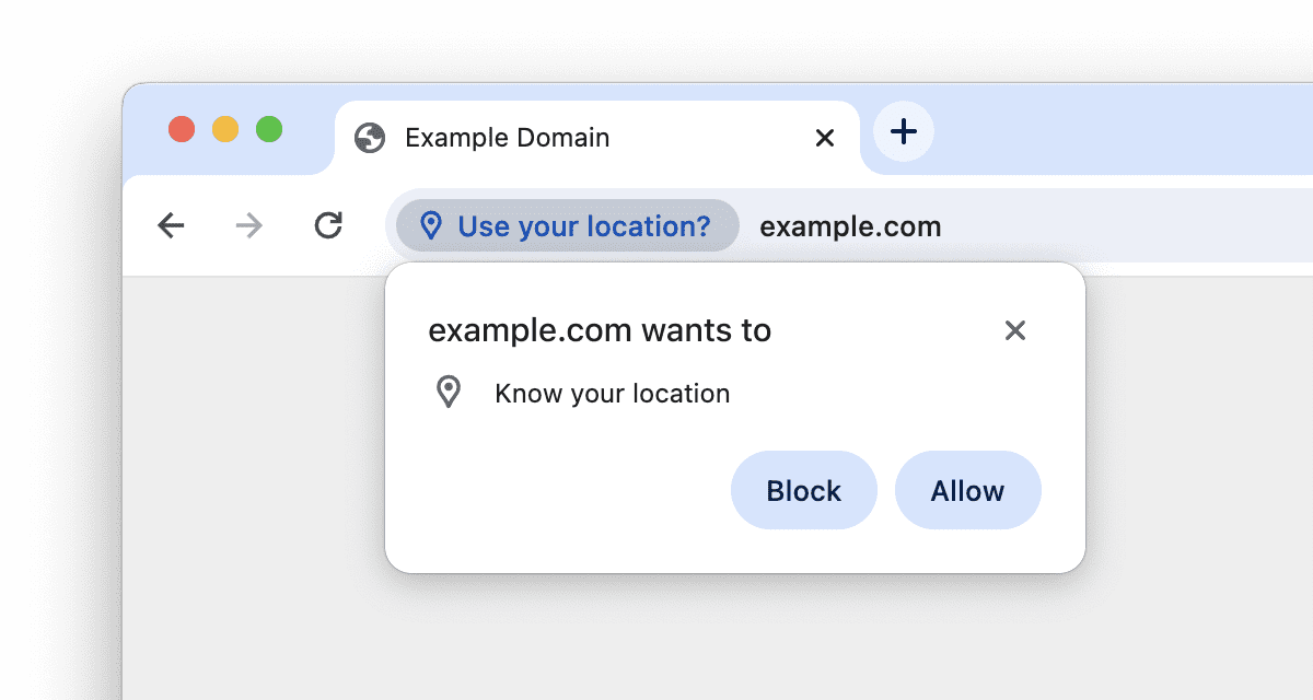 Permission prompt showing only block and allow.