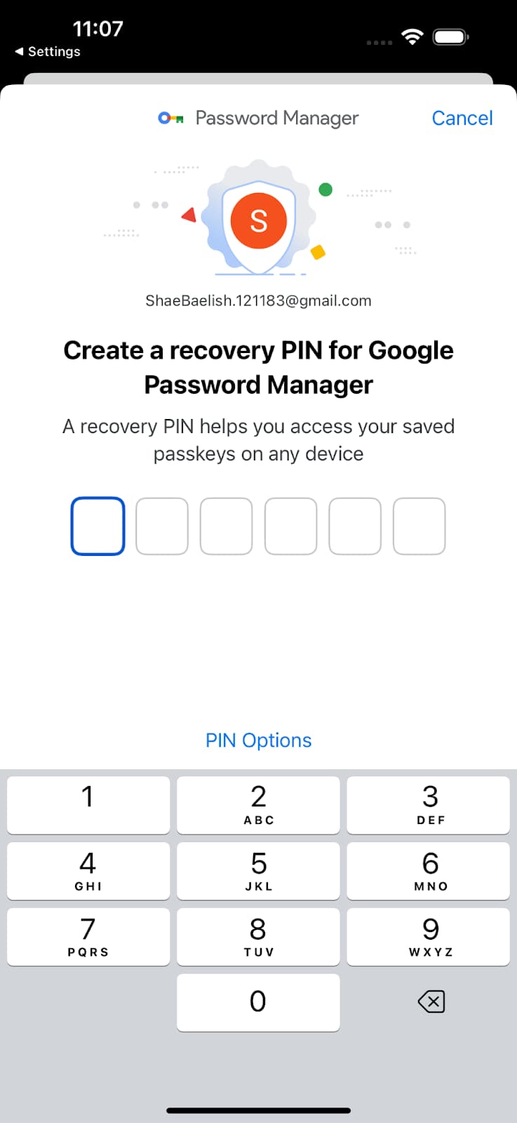 Saat pengguna menyimpan kunci sandi pertamanya ke GPM di iOS, mereka akan diminta untuk membuat PIN GPM.
