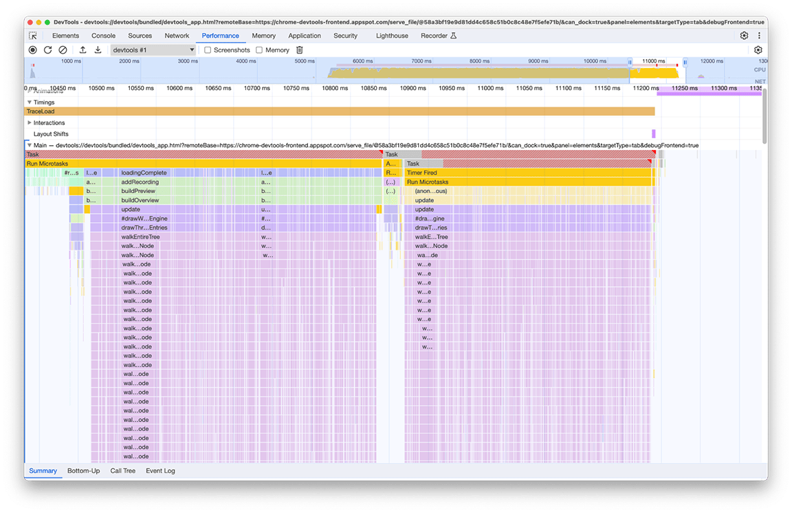 Captura de tela do painel de performance mostrando as seis chamadas de função separadas para gerar o mesmo minimapa de rastreamento reduzido a apenas duas vezes.