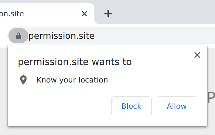Solicitud de permiso de ubicación geográfica de Chrome