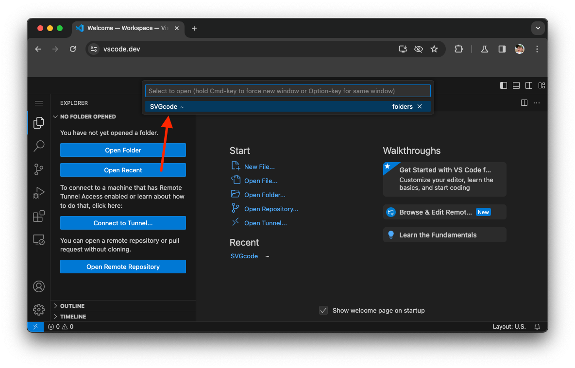 Visual Studio Code que ofrece los archivos abiertos por última vez.