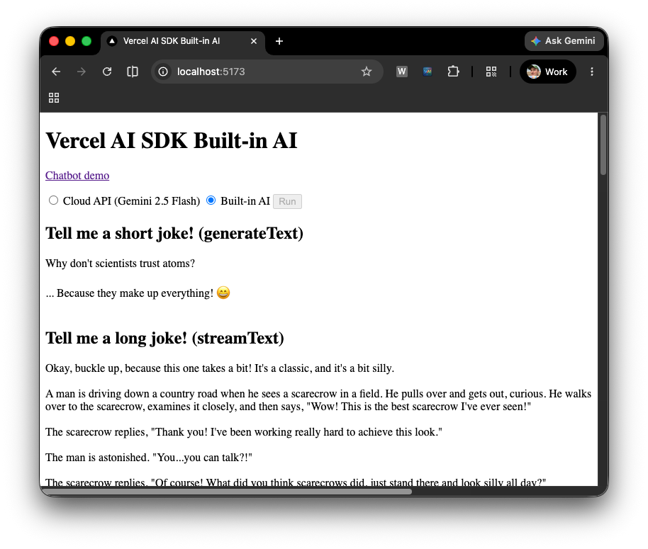 Демонстрация Vercel AI