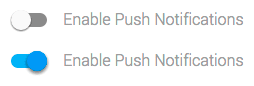 Пример включенного и отключенного пользовательского интерфейса push-сообщений в Chrome.
