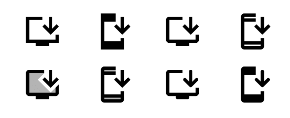 Installa le varianti delle icone dal set di icone di Material Design.