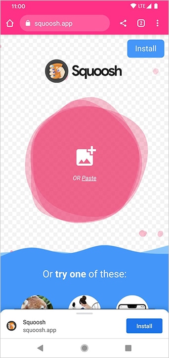 詳細なインストール UI が閉じています。