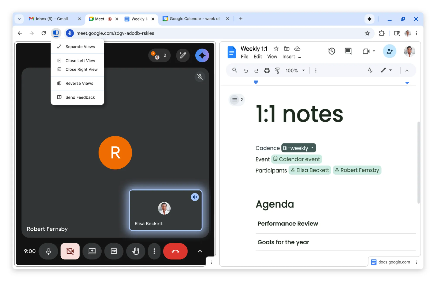 Chrome の分割ビュー。