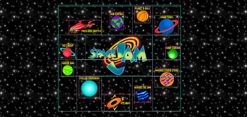 Capture d'écran du site Web de Space Jam