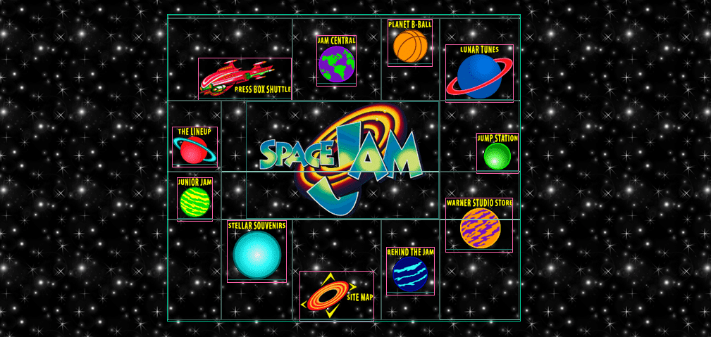 צילום מסך של האתר של Space Jam