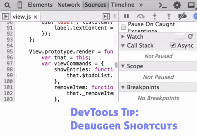 Set a breakpoint and navigate through the call stack with keyboard shortcuts