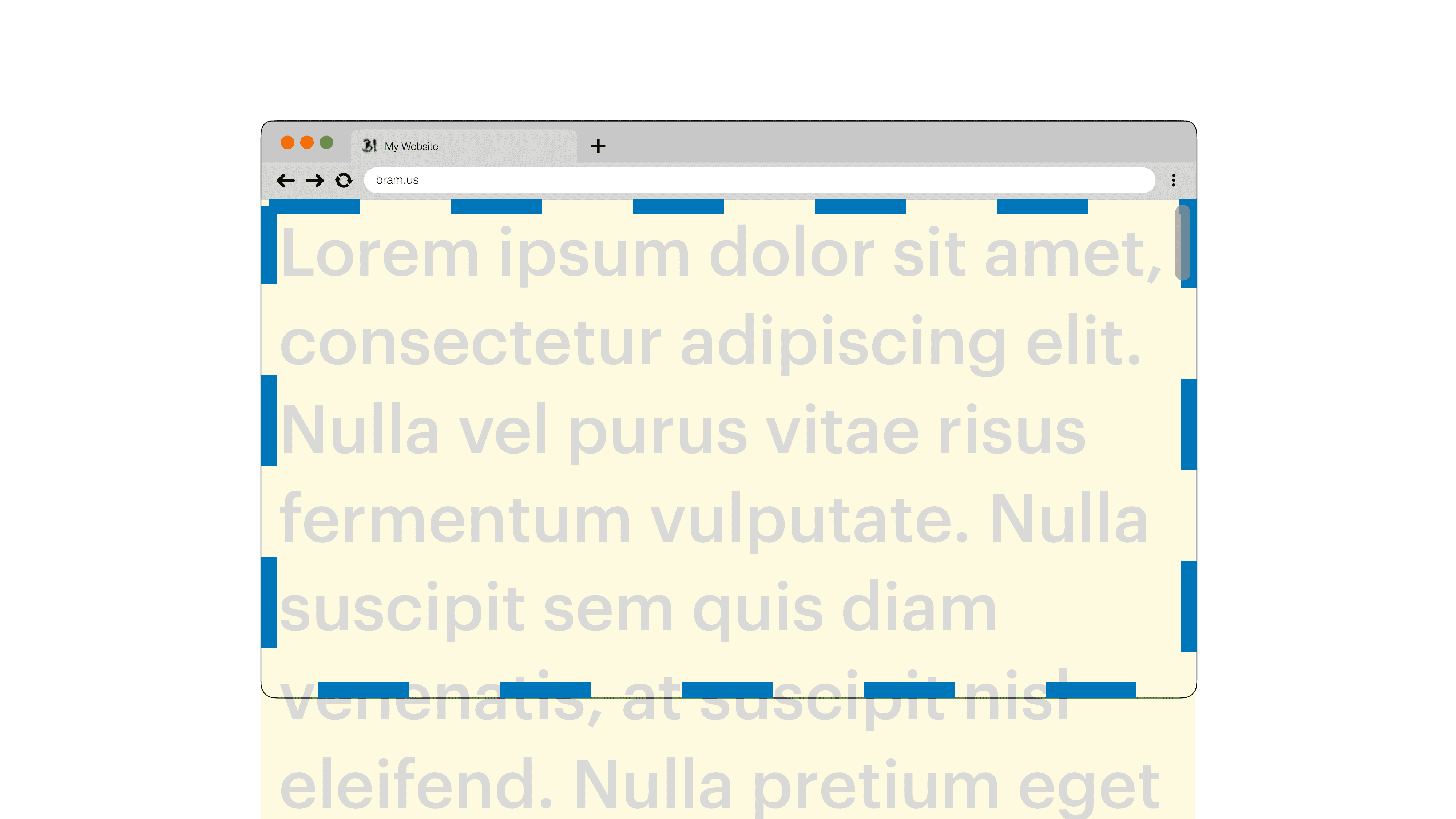 Visualizzazione dell&#39;area visibile del layout (contorno blu) in un browser.