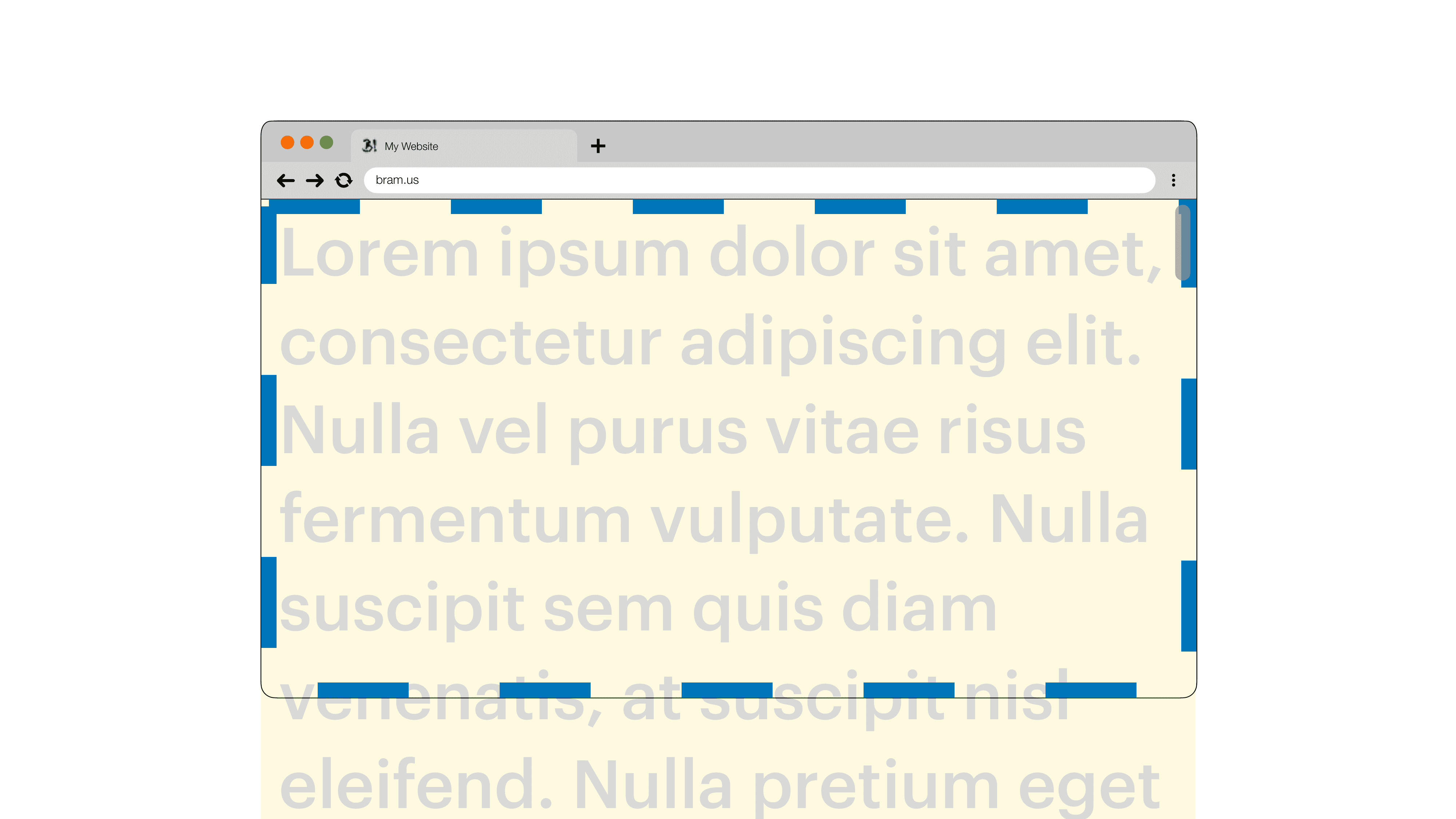 Tarayıcıda Düzen Görünümünün (mavi dış çizgi) görselleştirilmesi.