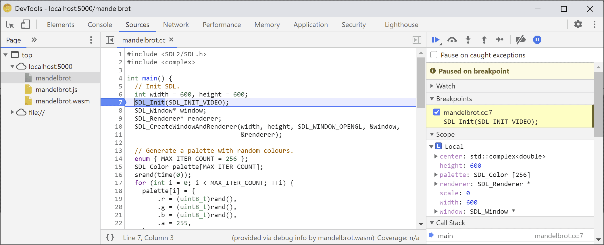 DevTools se detuvo en la llamada "SDL_Init".