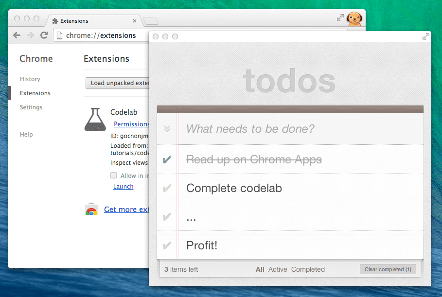 Uno screenshot del codelab completato