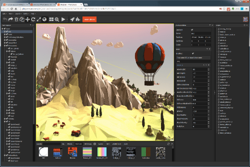 Screenshot van de PlayCanvas-editor