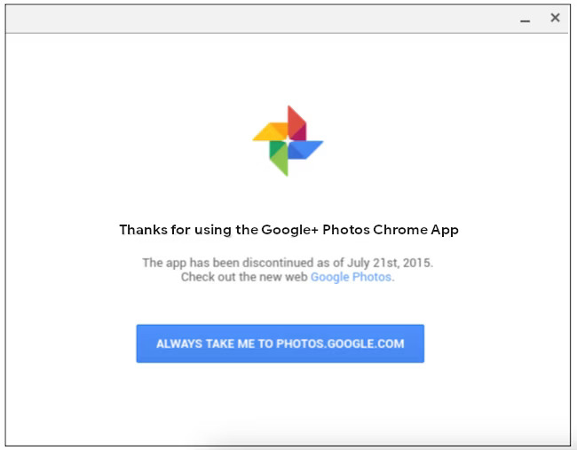 Sostituzione dell'app Google Foto per Chrome