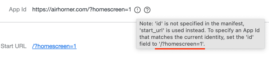 Подсказка, показывающая значение «id».