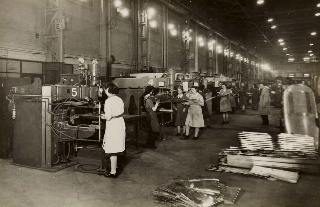 Photo of an aeroplane factory