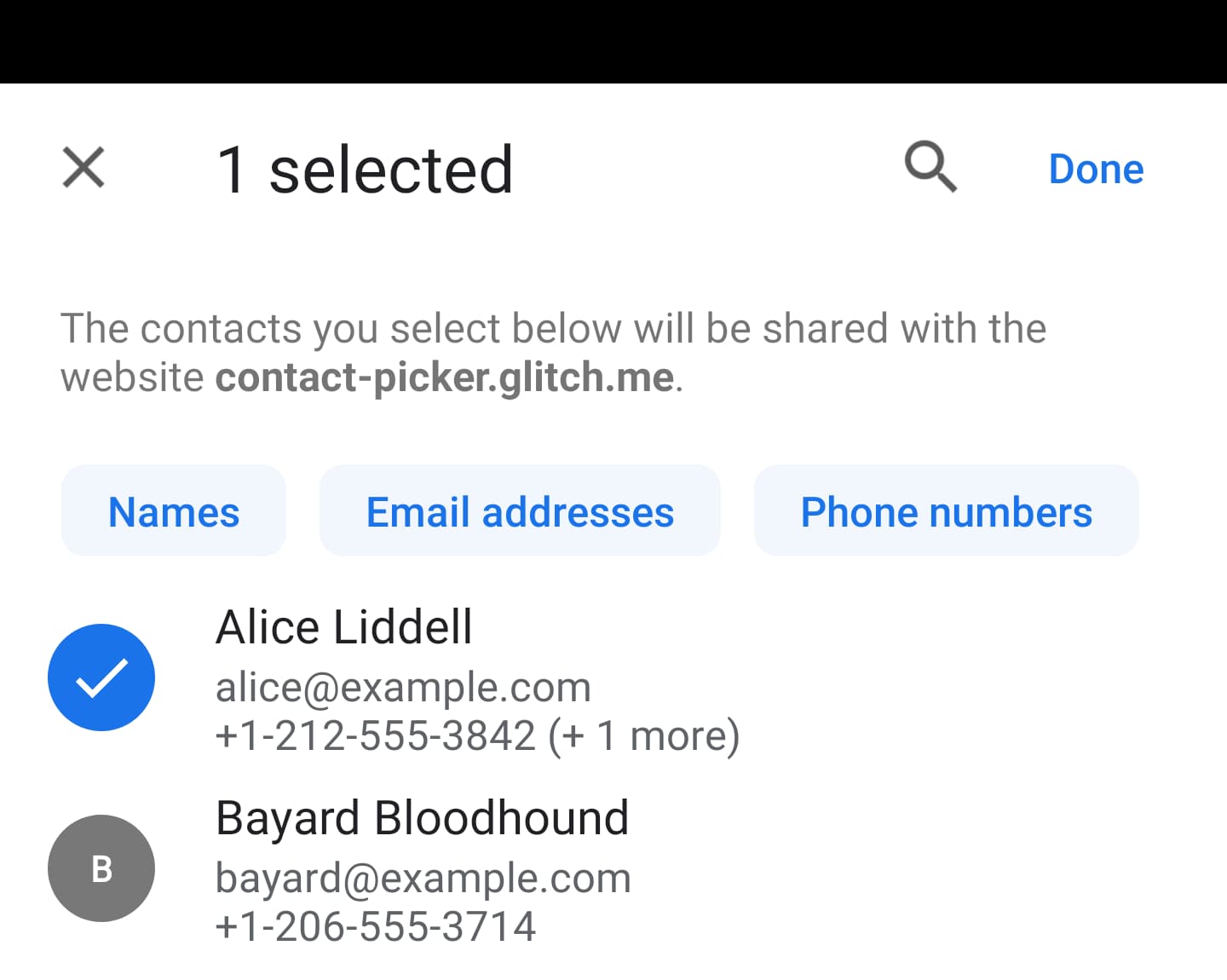 모든 속성을 요청하는 사이트의 선택기 스크린샷