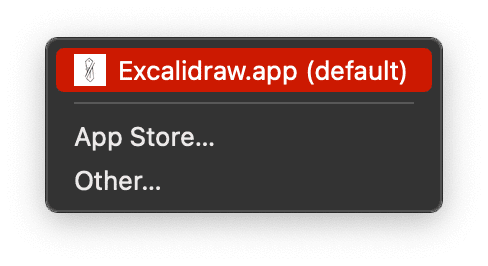 Excalidraw の項目がハイライト表示された状態でファイルを右クリックすると表示されるコンテキスト メニュー。