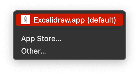 연결 프로그램... Excalidraw 항목이 강조 표시된 파일을 마우스 오른쪽 버튼으로 클릭하면 표시되는 컨텍스트 메뉴
