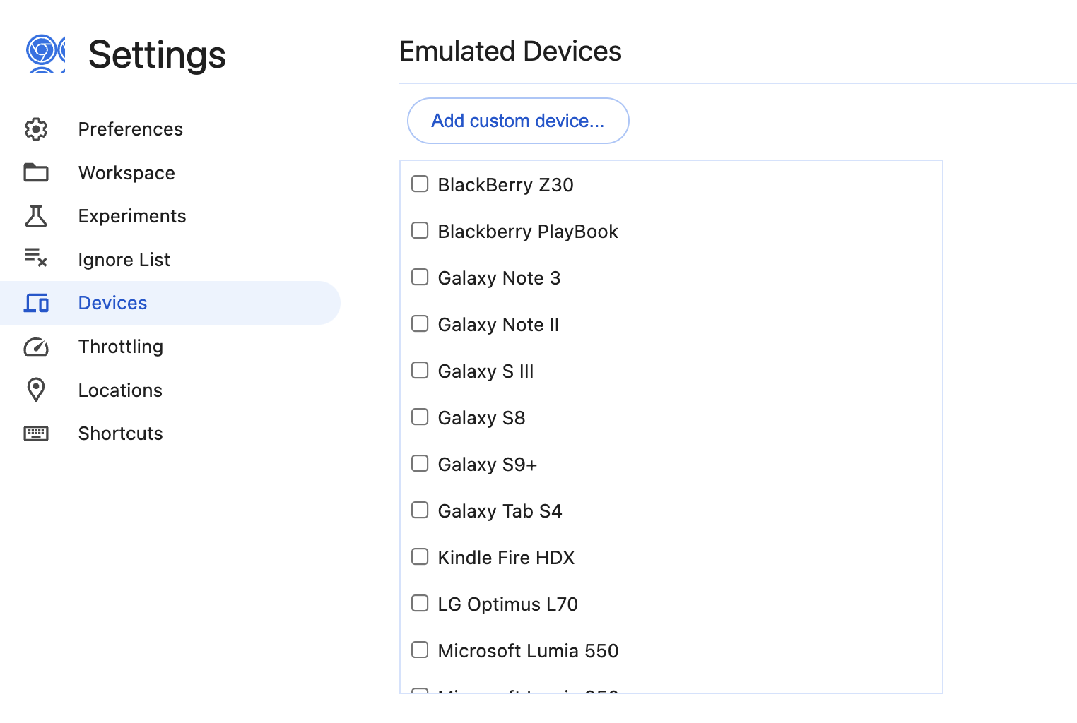 Capture d'écran du paramètre "Appareils"