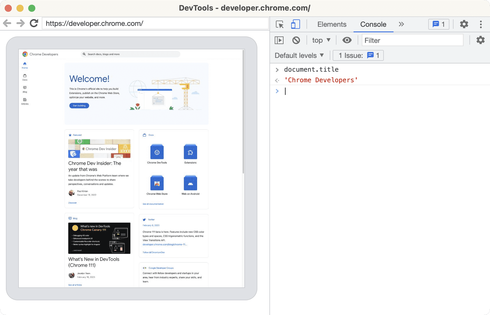 Công cụ của Chrome cho nhà phát triển có thể kiểm tra một trang đích từ xa Không có giao diện người dùng