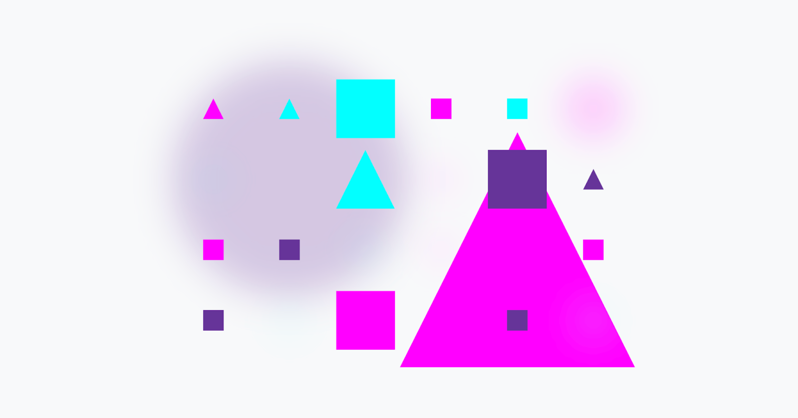 La grille colorée de formes ne comporte plus de cercles, qui sont très discrets en arrière-plan.