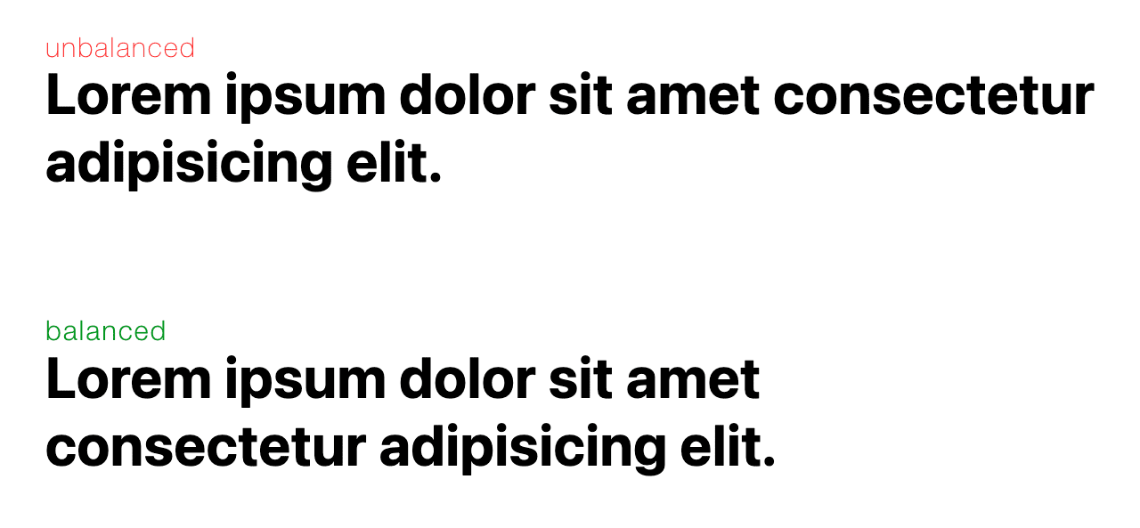 Dua contoh sebelumnya ditampilkan bersamaan, satu contoh ditandai sebagai tidak seimbang dan yang lainnya ditandai sebagai seimbang.